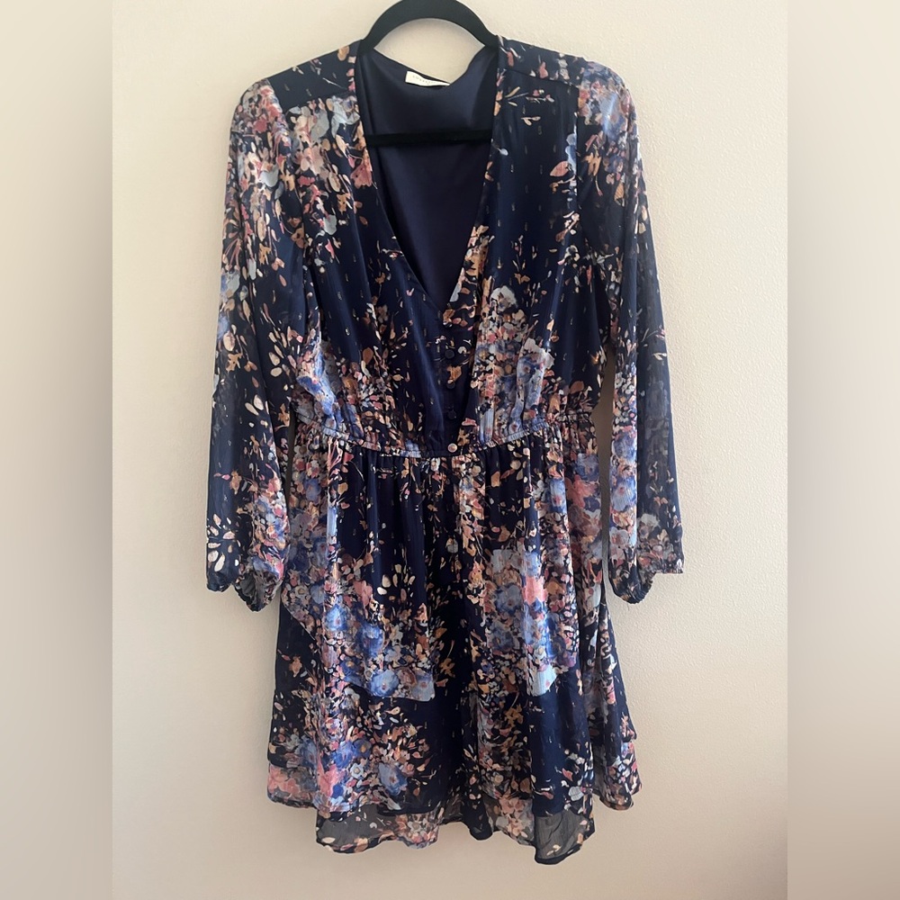 Lovestitch Navy Blue FloralDress size L